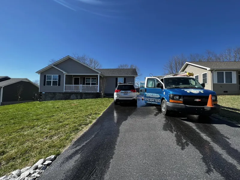 Home and cleaned driveway