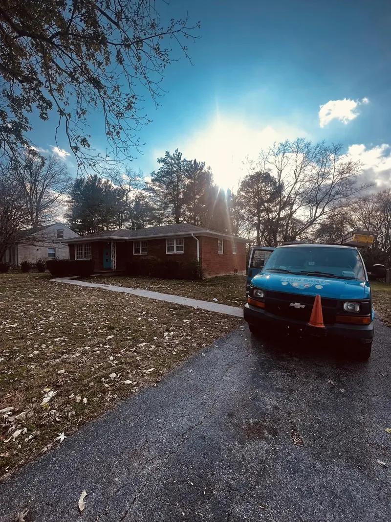 Brick ranch on a sunny winter day